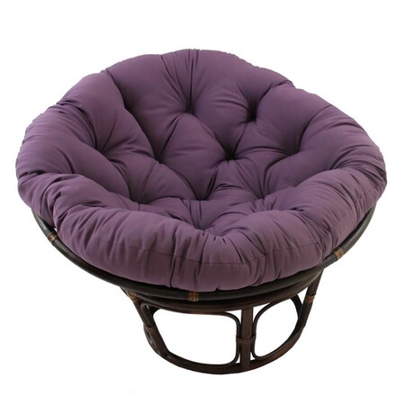 International Caravan 42 in. Rattan Papasan Chair with Solid Twill Cushion, Grape 3312-TW-GP